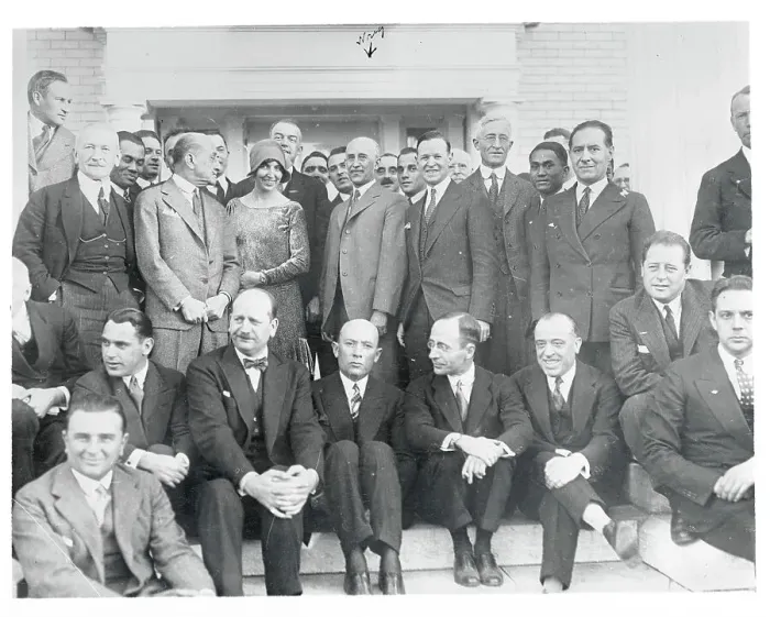 Framed Print : Orville Wright Posing With Governmental Officials During Dedication Framed Print : Orville Wright Posing With Governmental Officials During Dedication