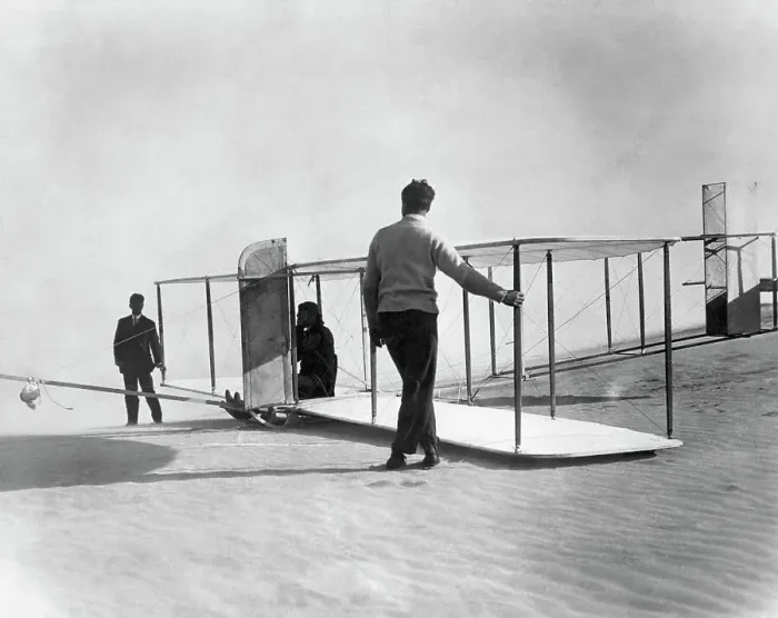 Framed Print : Orville Wright Preparing for Takeoff Framed Print : Orville Wright Preparing for Takeoff