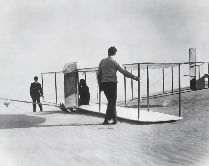 Framed Print : Orville Wright Preparing for Takeoff Framed Print : Orville Wright Preparing for Takeoff