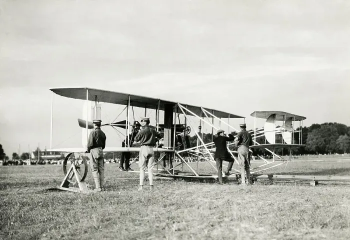 Framed Print : Orville Wright Test Struts on Airplane Framed Print : Orville Wright Test Struts on Airplane