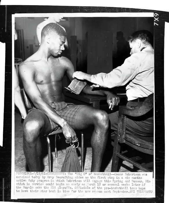Framed Print : Oscar Robertson Being Examined Framed Print : Oscar Robertson Being Examined