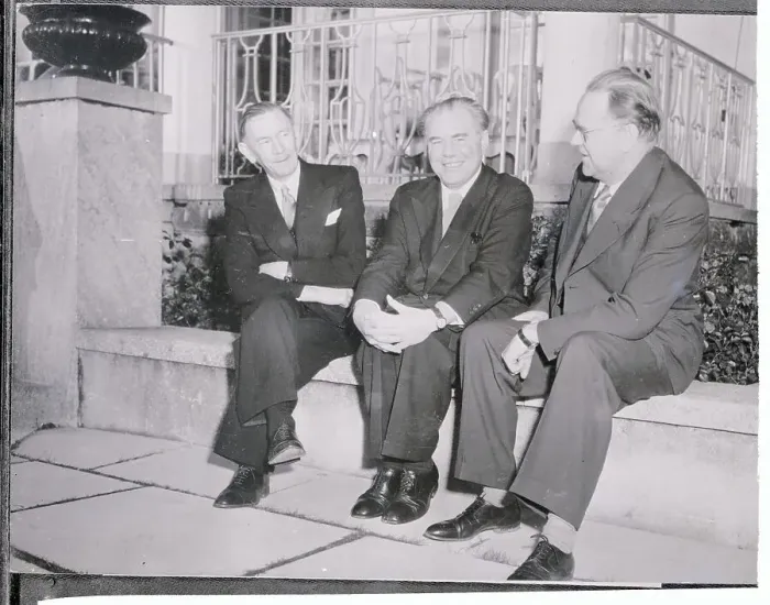 Framed Print : Oscar Torp with Hans Hedtoft and Tage Erlander