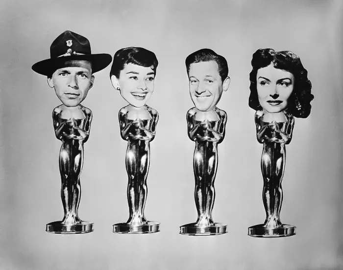 Framed Print : Oscar Trophies With Superimposed Faces Framed Print : Oscar Trophies With Superimposed Faces