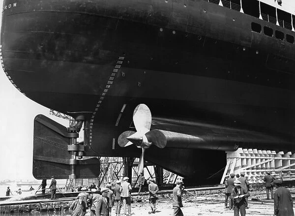 Otranto. 1925: The Orient liner Otranto in dry dock prior to launch