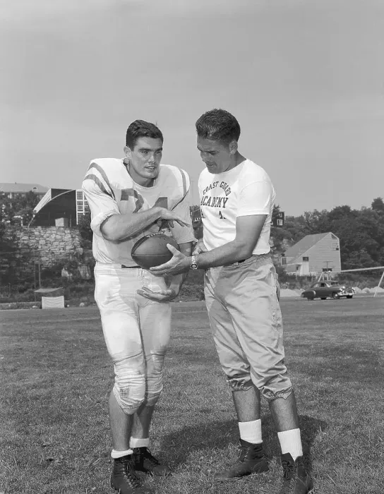 Framed Print : Otto Graham Coaching Quarterback at Practice Framed Print : Otto Graham Coaching Quarterback at Practice