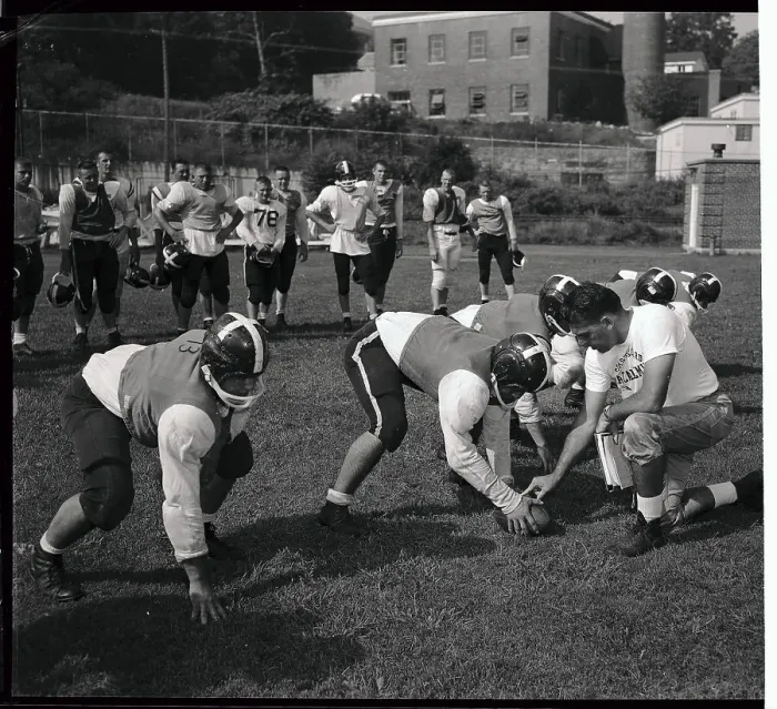 Framed Print : Otto Graham Directing Practice Framed Print : Otto Graham Directing Practice