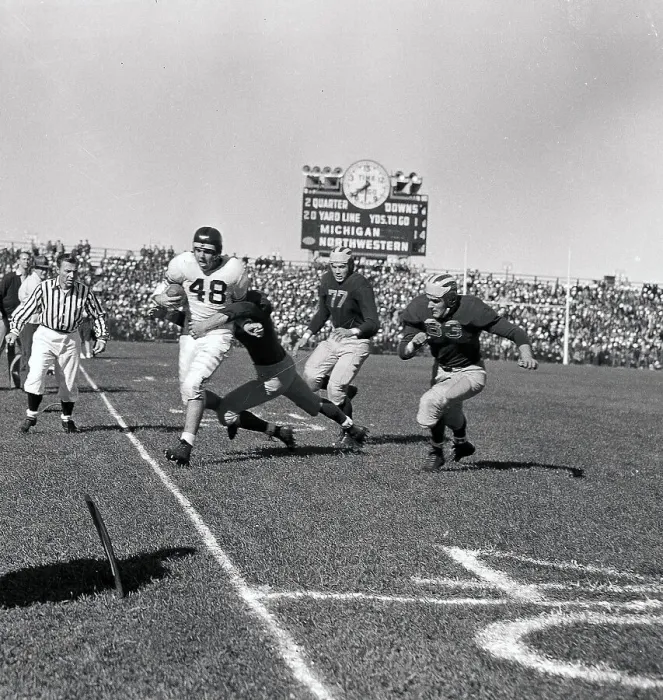 Framed Print : Otto Graham Being Forced Out of Bounds Framed Print : Otto Graham Being Forced Out of Bounds