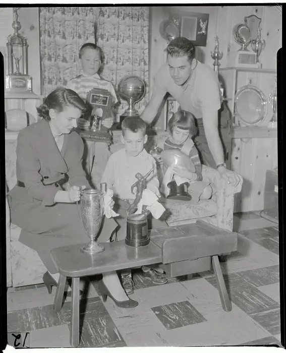 Framed Print : Otto Graham With Kids and Wife in Rec Room Framed Print : Otto Graham With Kids and Wife in Rec Room