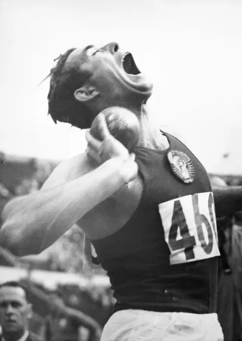 Framed Print : Otto Grigalka Grimacing During Shot Put Event at The Olympics Framed Print : Otto Grigalka Grimacing During Shot Put Event at The Olympics