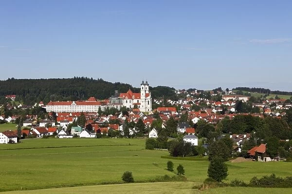 Ottobeuren with the Benedictine abbey and Ottobeuren Abbey, Unterallgaeu district, Allgaeu region, Swabia, Bavaria, Germany, Europe