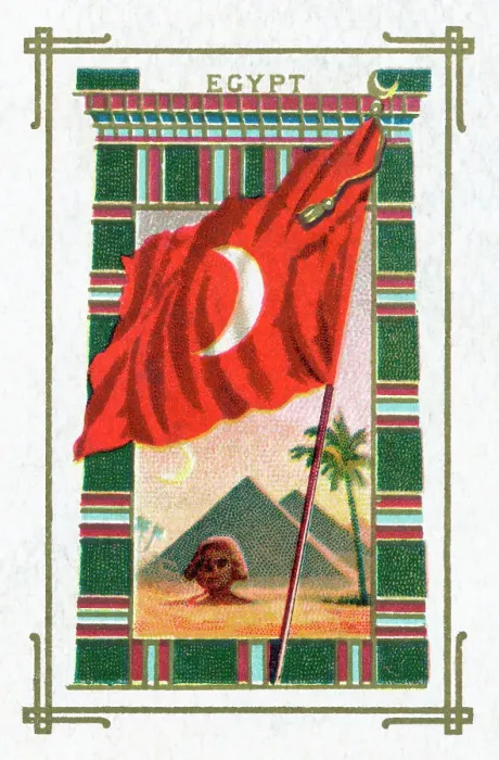 Framed Print : Ottoman Egyptian Flag W / Pyramids Framed Print : Ottoman Egyptian Flag W / Pyramids