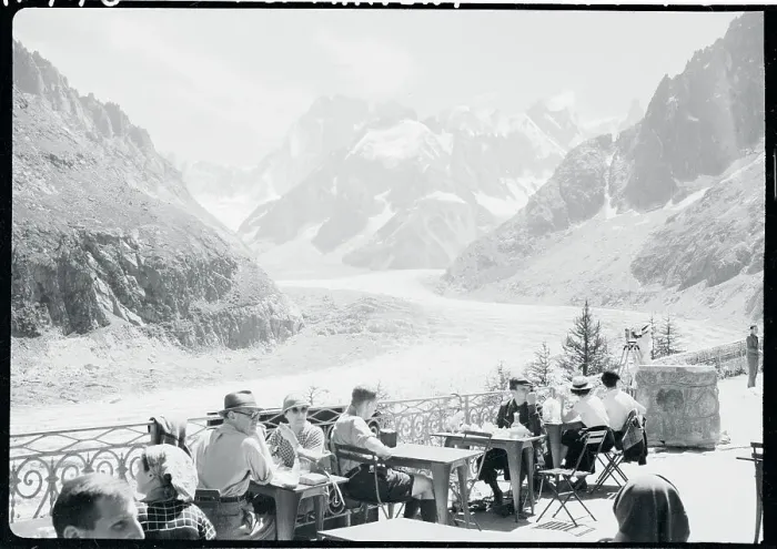 Framed Print : Outdoor Cafe in Chamonix, French Alps With View of Glacier Pathway Framed Print : Outdoor Cafe in Chamonix, French Alps With View of Glacier Pathway