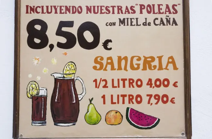 Framed Print : Outdoor wall advertisement for sangria, Seville, Spain Framed Print : Outdoor wall advertisement for sangria, Seville, Spain