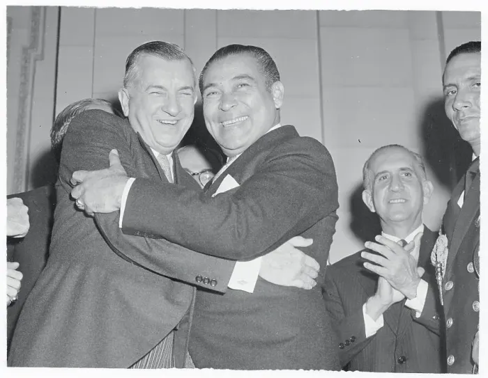 Framed Print : Outgoing President Hugging Fulgencio Batista Framed Print : Outgoing President Hugging Fulgencio Batista