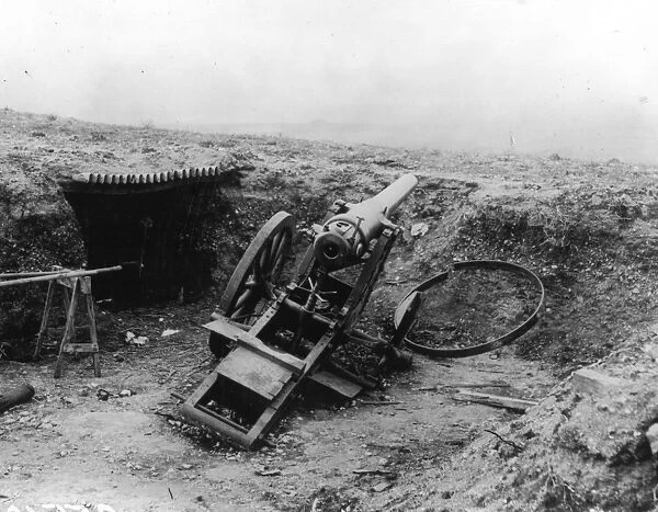 Outgunned. October 1913: A wrecked cannon after bombardment during the Balkan War
