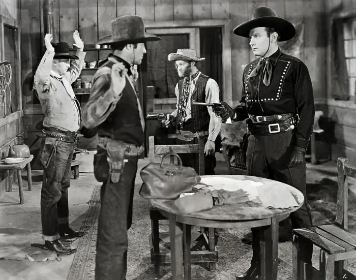 Framed Print : Two Outlaws, Two Cowboys; Held At Gunpoint