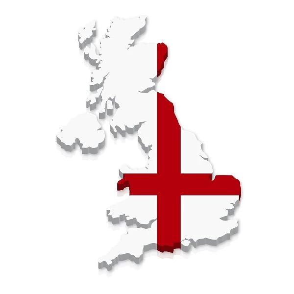 Outline and flag of England, 3D