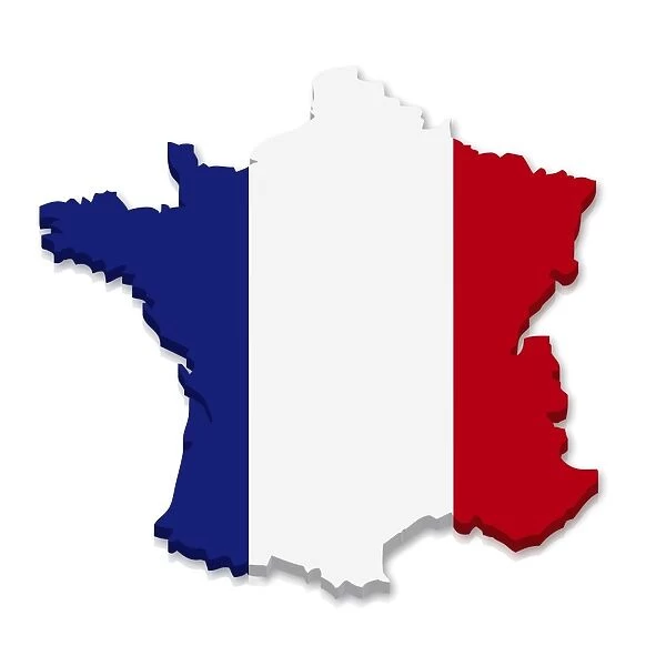 Outline and flag of France, 3D