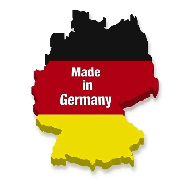 Outline and flag of Germany, 3D, marked Made in Germany