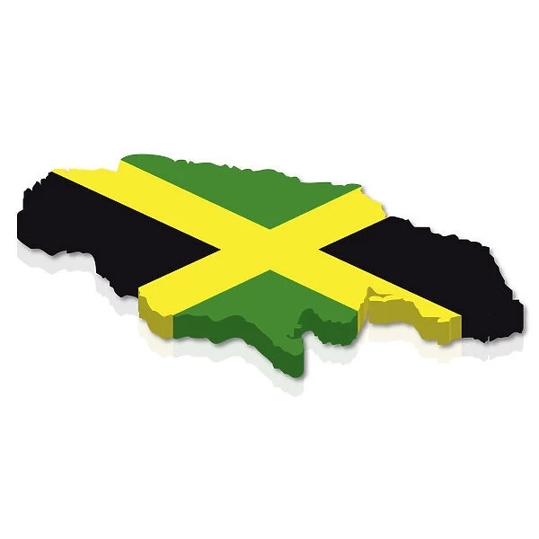 Outline and flag of Jamaica, 3D