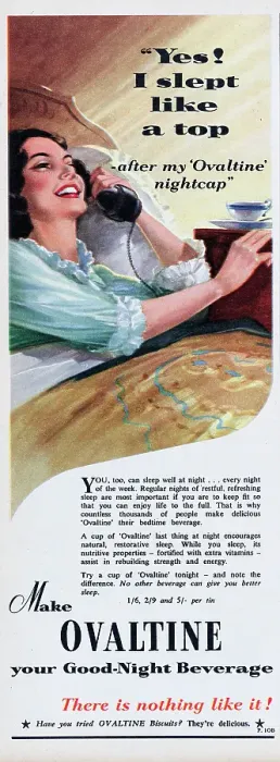 Framed Print : Ovaltine. 1957: A woman tells her friend on the telephone Yes Framed Print : Ovaltine. 1957: A woman tells her friend on the telephone Yes