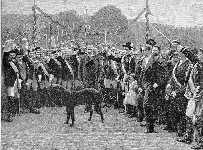 Framed Print : Ovation for Prince Bismarck on the occasion of the presentation of the silver jug of honour in Kissingen, Germany, Historic, digital reproduction of an original from the 19th century Framed Print : Ovation for Prince Bismarck on the occasion of the presentation of the silver jug of honour in Kissingen, Germany, Historic, digital reproduction of an original from the 19th century