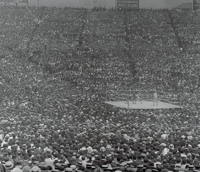 Framed Print : Overall View of Georges Carpentier Fighting Jack Dempsey Framed Print : Overall View of Georges Carpentier Fighting Jack Dempsey