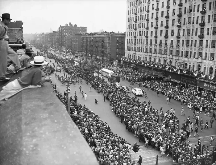 Framed Print : Overhead Of Parade Passing Hotel Theresa Framed Print : Overhead Of Parade Passing Hotel Theresa
