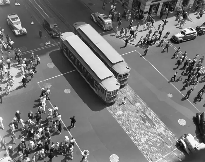 Framed Print : Overhead View / Pedestrians & Traffic Framed Print : Overhead View / Pedestrians & Traffic