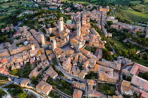 Overhead view of San Gimignano town, Tuscany, Italy