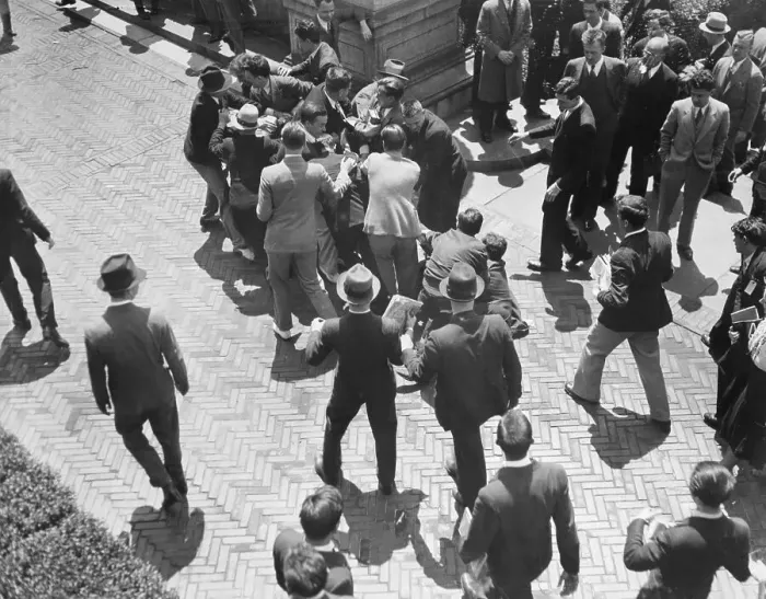 Framed Print : Overhead View of Students in Fight