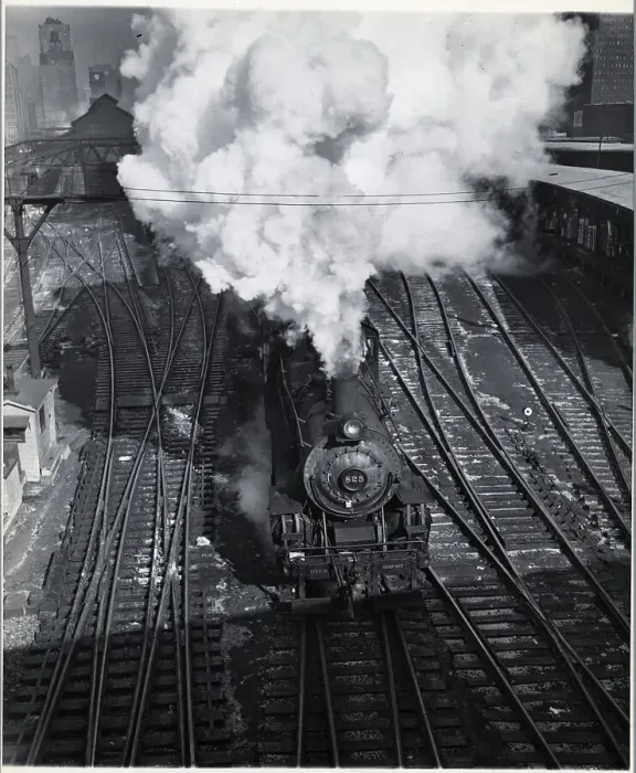 Framed Print : Overhead View of Train Going Down Tracks Framed Print : Overhead View of Train Going Down Tracks
