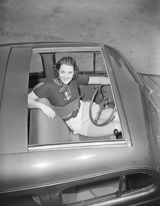 Framed Print : Overhead Woman Sitting In Nash with Sunroof Framed Print : Overhead Woman Sitting In Nash with Sunroof