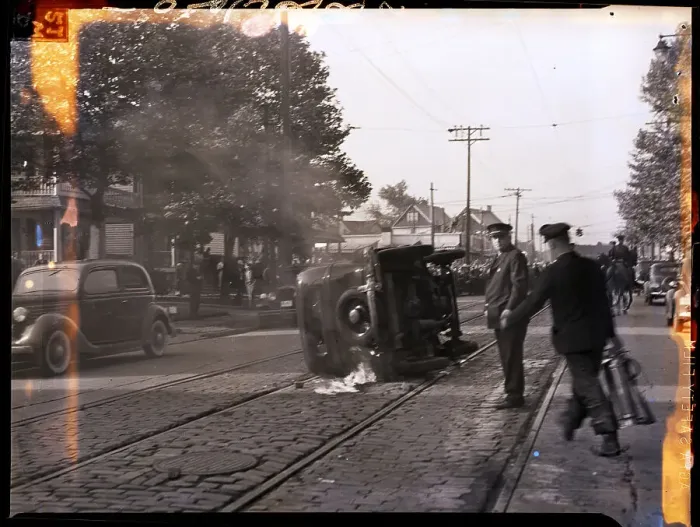 Framed Print : Overturned Car on Fire During Riot in Ohio Framed Print : Overturned Car on Fire During Riot in Ohio