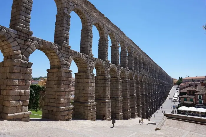 Framed Print : Overview on the Aqueduct of Segovia, Unesco, Spain