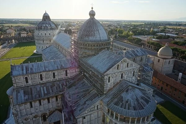 Overview on Cathedral and Baptistery at Dusk, Pisa, Italy