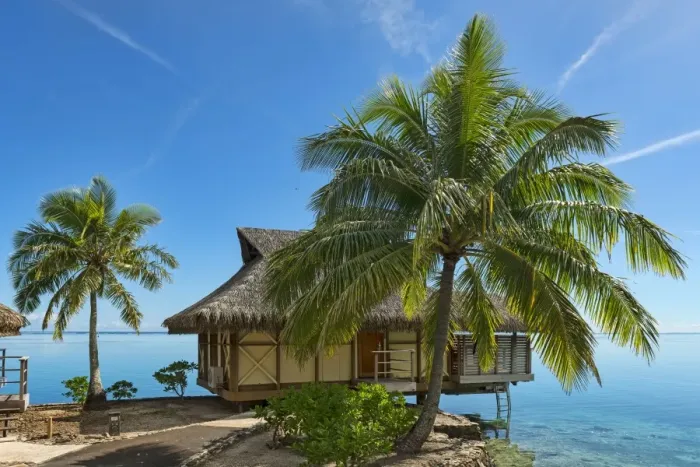 Framed Print : Overwater bungalow, Moorea, French Polynesia Framed Print : Overwater bungalow, Moorea, French Polynesia