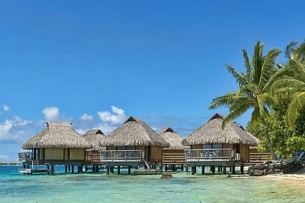 Overwater bungalows, Bora Bora, French Polynesia, South Pacific, Oceania