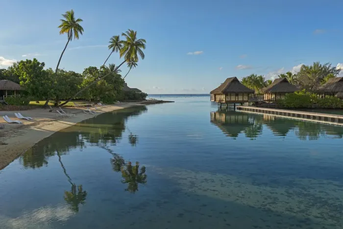 Framed Print : Overwater bungalows, evening atmosphere, Moorea, French Polynesia Framed Print : Overwater bungalows, evening atmosphere, Moorea, French Polynesia