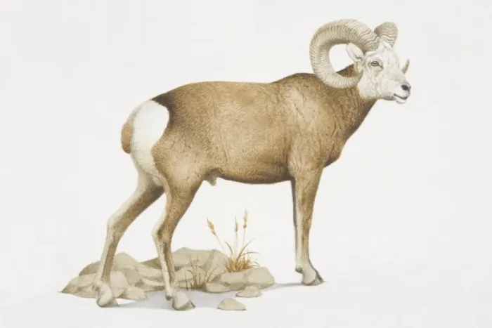 Framed Print : Ovis canadensis, Bighorn Sheep with curved horns Framed Print : Ovis canadensis, Bighorn Sheep with curved horns