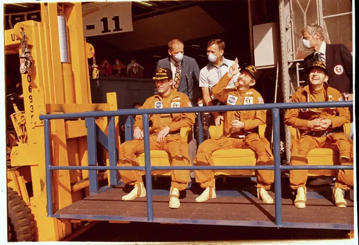 Framed Print : Owen Garriott and Colleagues Resting in Chairs Framed Print : Owen Garriott and Colleagues Resting in Chairs