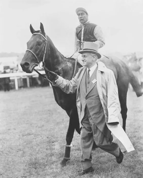 Framed Print : Owner Leading Winning Horse at Epsom Derby Framed Print : Owner Leading Winning Horse at Epsom Derby