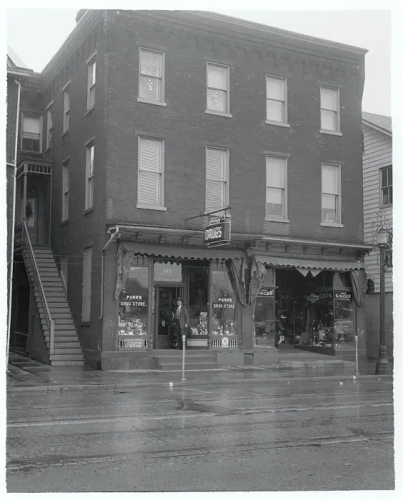 Framed Print : Owner Outside Drug Store Framed Print : Owner Outside Drug Store