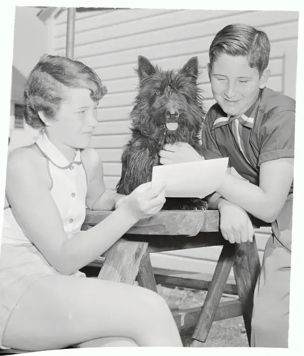 Framed Print : Owners with Scottie Giving Pup to Eleanor Roosevelt Framed Print : Owners with Scottie Giving Pup to Eleanor Roosevelt