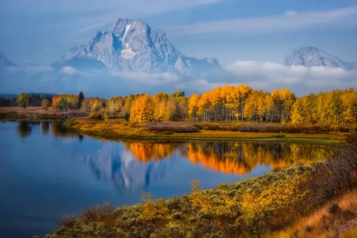 Framed Print : Ox Bow Bend during peak of fall colors Framed Print : Ox Bow Bend during peak of fall colors