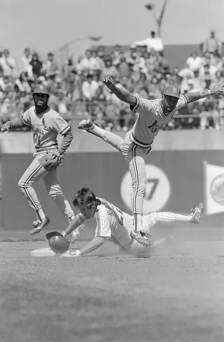 Framed Print : Ozzie Smith Leaping Over Runner Framed Print : Ozzie Smith Leaping Over Runner