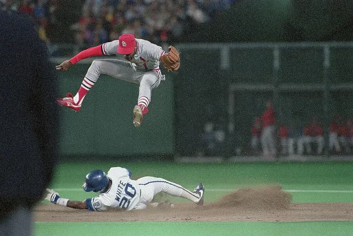 Framed Print : Ozzie Smith Leaping for Throw Framed Print : Ozzie Smith Leaping for Throw