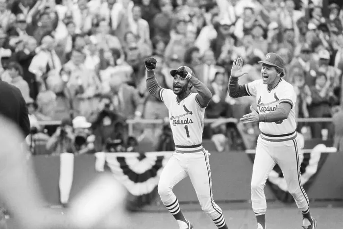 Framed Print : Ozzie Smith Runs Bases with Hands Over Head Framed Print : Ozzie Smith Runs Bases with Hands Over Head