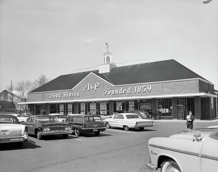 Framed Print : A & P Supermarket and Parking Lot Framed Print : A & P Supermarket and Parking Lot