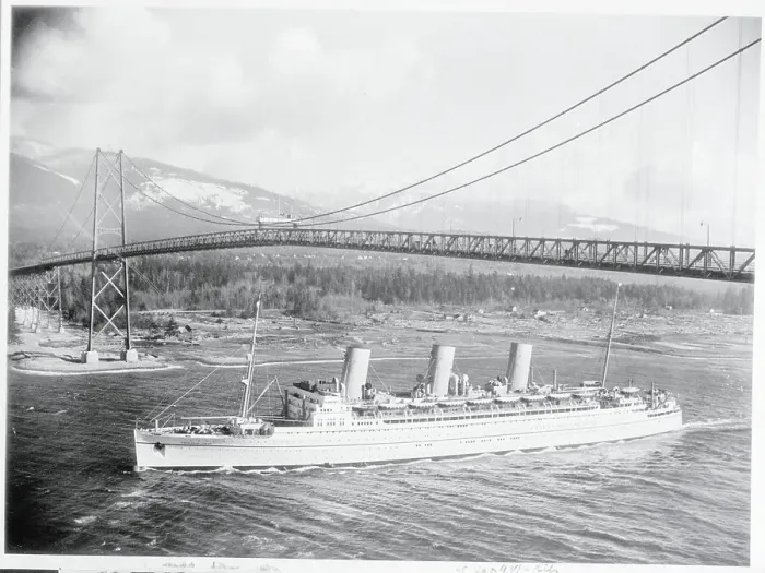 Framed Print : Pacific Liner Sailing Under Lion Gate Bridge Framed Print : Pacific Liner Sailing Under Lion Gate Bridge
